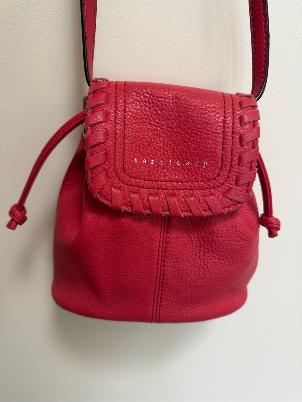 Sanctuary Pomegranate Pink Pebbled Leather Coachella Crossbody